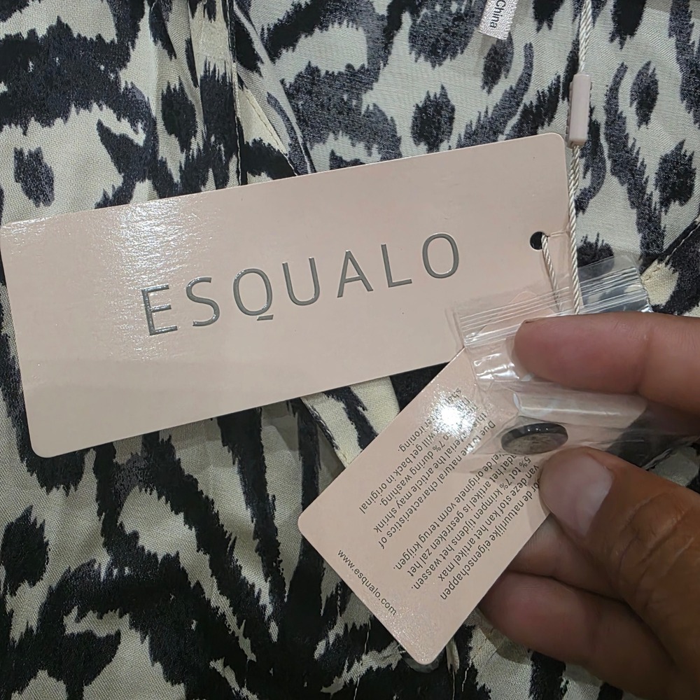 Esqualo Serendipity Black Cream Ikat Print Midi Button Down Dress Womens 12 NEW - Picture 6 of 9